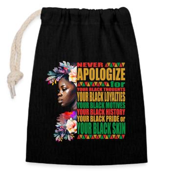 Citations de l’histoire des Noirs Histoire afro-américaine - Sac cadeau en coton avec cordon (14 x 20 cm) - noir - Devant