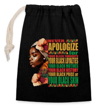 African Woman Honor Black History Month - Verschließbarer Geschenkbeutel aus Baumwolle (14x20cm) - Schwarz - Vorne