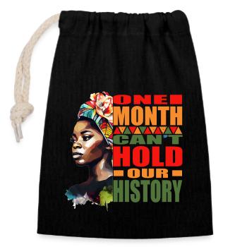 Juneteenth et l’histoire des Noirs commémorative - Sac cadeau en coton avec cordon (14 x 20 cm) - noir - Devant