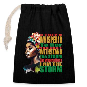 I Love My Roots Black Powerful History Month - Closable cotton gift bag (14x20cm) - black - Front