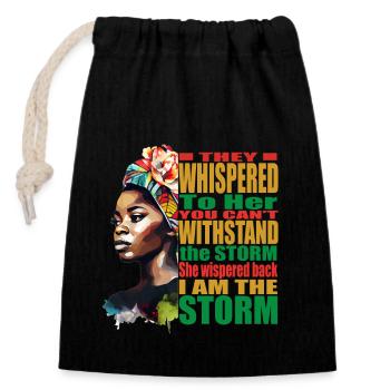 African Woman Black History Month Powerful Quotes - Closable cotton gift bag (14x20cm) - black - Front