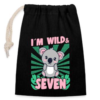 Im Wild Et 7 ans Bday Party Cadeau Koala - Sac cadeau en coton avec cordon (14 x 20 cm) - noir - Devant