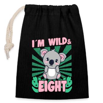 Im Wild And 8 Years Old Bday Party Gift Koala - Verschließbarer Geschenkbeutel aus Baumwolle (14x20cm) - Schwarz - Vorne