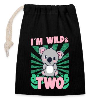 Chez Wild And 2 Years Old Bday Party Gift Koala - Sac cadeau en coton avec cordon (14 x 20 cm) - noir - Devant