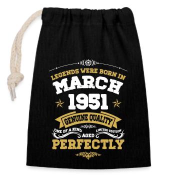 Vintage Aged To Perfection March 1951 - Closable cotton gift bag (14x20cm) - black - Front