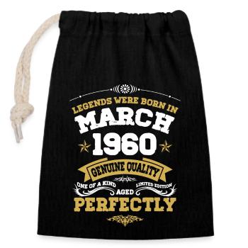Vintage Aged To Perfection March 1960 - Closable cotton gift bag (14x20cm) - black - Front