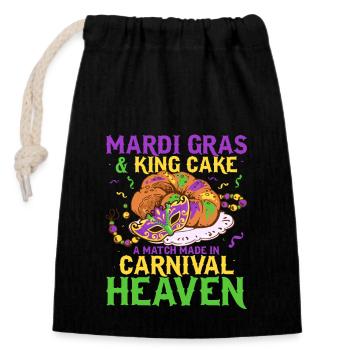Mardi Gras & King Cake Match fait le paradis du carnaval - Sac cadeau en coton avec cordon (14 x 20 cm) - noir - Devant