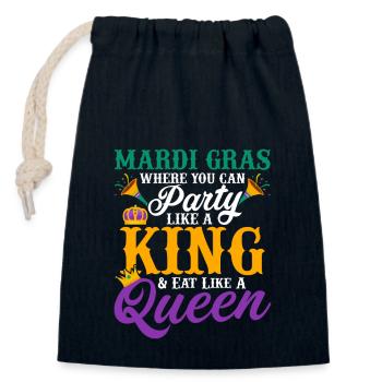 Mardi Gras où vous pouvez faire la fête comme un défilé de roi - Sac cadeau en coton avec cordon (14 x 20 cm) - bleu marine - Devant