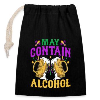 May Contain Alcohol Mardi Gras Parade - Closable cotton gift bag (14x20cm) - black - Front