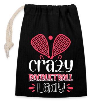 Crazy Racquetball Lady - Closable cotton gift bag (14x20cm) - black - Front