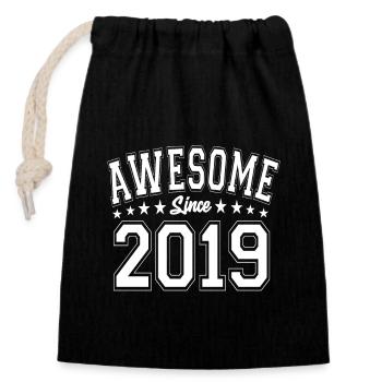 Awesome Since 2019 Birthday 2019 Vintage 2019 - Closable cotton gift bag (14x20cm) - black - Front