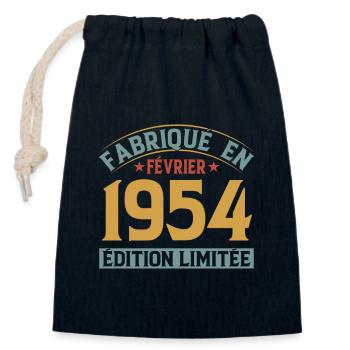 Fabriqué En Février 1954 Édition Limitée - Sac cadeau en coton avec cordon (14 x 20 cm) - bleu marine - Devant