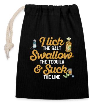 Je lèche sel avaler tequila sucer citron vert - Sac cadeau en coton avec cordon (14 x 20 cm) - noir - Devant