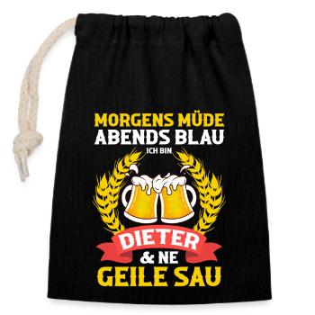 Dieter - Verschließbarer Geschenkbeutel aus Baumwolle (14x20cm) - Schwarz - Vorne