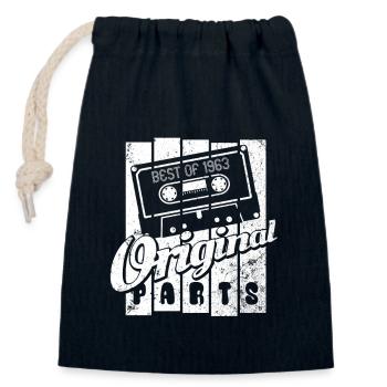 Born 1963 - Birthday Vintage Cassette - Closable cotton gift bag (14x20cm) - navy - Front