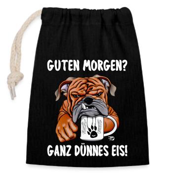 guten Morgen? süßer Boxer Hund - Verschließbarer Geschenkbeutel aus Baumwolle (14x20cm) - Schwarz - Vorne