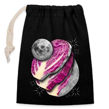 Surrealismus, Vollmond in Scheiben, Rotkohl - Verschließbarer Geschenkbeutel aus Baumwolle (14x20cm) - Schwarz - Vorne
