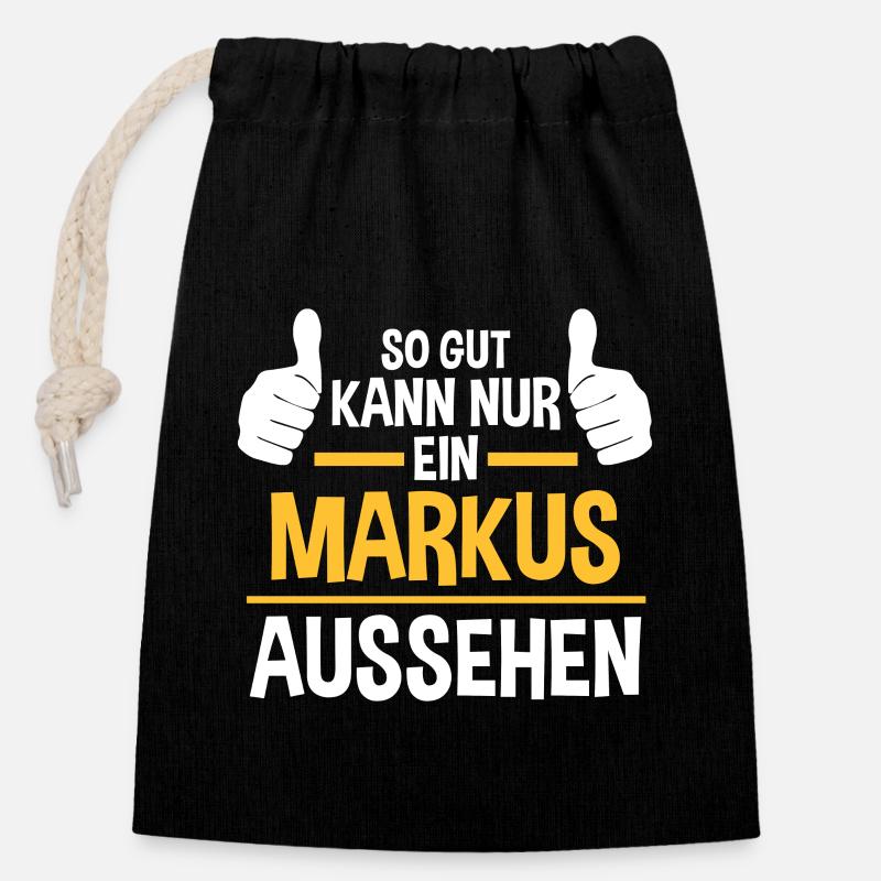 Markus - Verschließbarer Geschenkbeutel aus Baumwolle (14x20cm) - Schwarz
