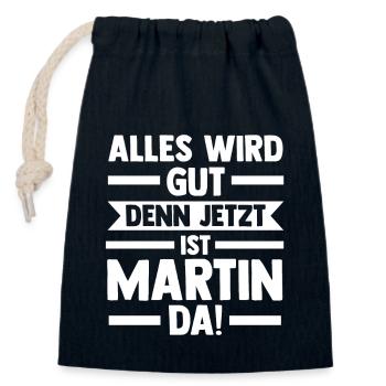 Martin - Sac cadeau en coton avec cordon (14 x 20 cm) - bleu marine - Devant