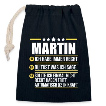 Martin - Sac cadeau en coton avec cordon (14 x 20 cm) - bleu marine - Devant