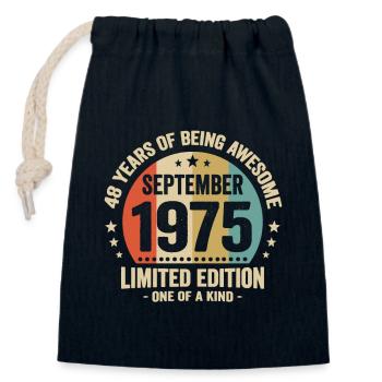 September 1975 48 Jahre Jubiläumsgeschenk - Verschließbarer Geschenkbeutel aus Baumwolle (14x20cm) - Navy - Vorne