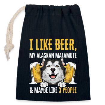 Alaskan Malamute Hund - Verschließbarer Geschenkbeutel aus Baumwolle (14x20cm) - Navy - Vorne