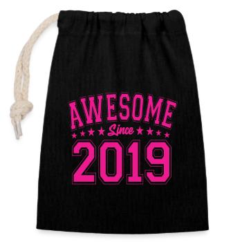 Awesome Since 2019 Birthday 2019 Vintage 2019 - Closable cotton gift bag (14x20cm) - black - Front