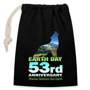 Restaurer notre Terre - Jour de la Terre 2023 - Sac cadeau en coton avec cordon (14 x 20 cm) - noir - Devant