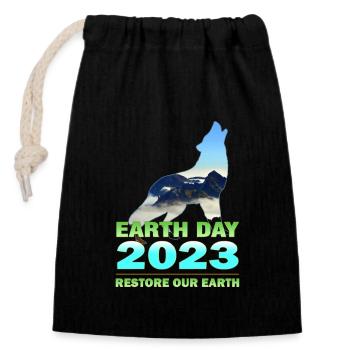 Jour de la Terre 2023 Restaurer notre Terre - Sac cadeau en coton avec cordon (14 x 20 cm) - noir - Devant