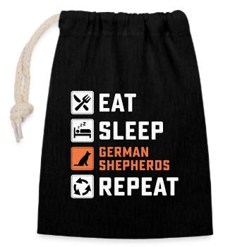 Manger dormir Bergers allemands Répéter - Sac cadeau en coton avec cordon (14 x 20 cm) - noir - Devant