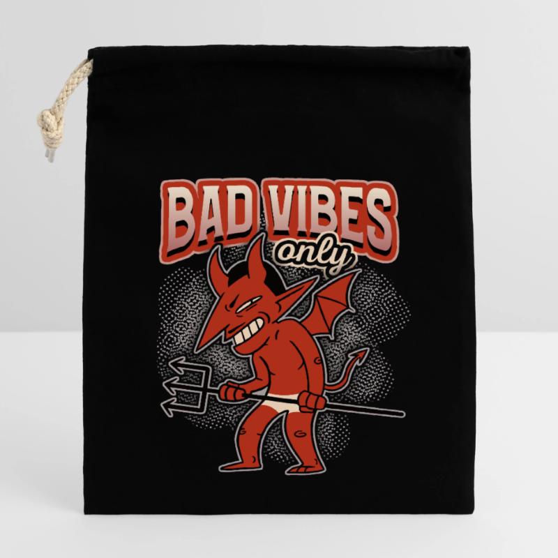 Funny saying with devil-devil, Devil Satan Closable cotton gift bag (14x20cm)