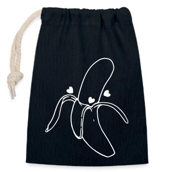 Bananen Tattoo Drahtmodell Zeichnung - Verschließbarer Geschenkbeutel aus Baumwolle (14x20cm) - Navy - Vorne