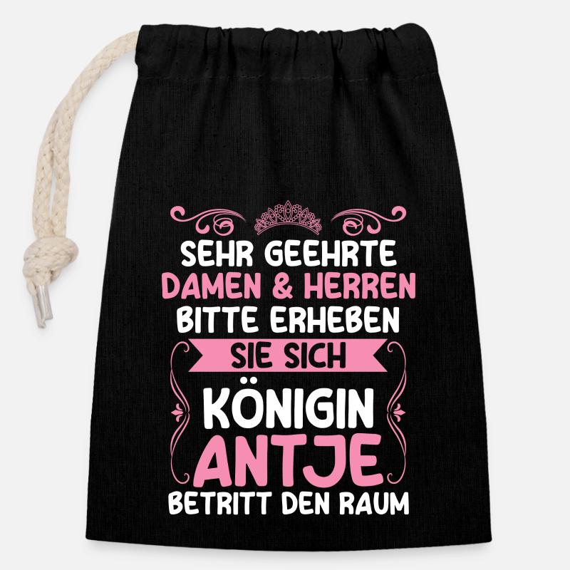 Antje - Verschließbarer Geschenkbeutel aus Baumwolle (14x20cm) - Schwarz