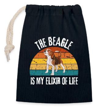 Dog Lovers Dog Funny Gift Retro Beagle - Sac cadeau en coton avec cordon (14 x 20 cm) - bleu marine - Devant
