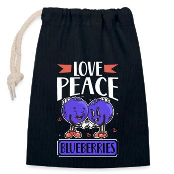 Love Peace Blueberries - Blaubeere - Verschließbarer Geschenkbeutel aus Baumwolle (14x20cm) - Navy - Vorne
