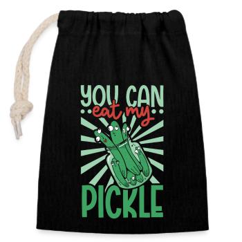 You can eat my pickle - Gurken - Verschließbarer Geschenkbeutel aus Baumwolle (14x20cm) - Schwarz - Vorne