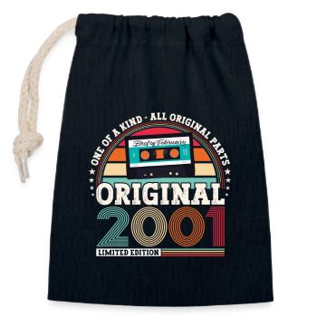 22nd birthday cassette February Born 2001 - Closable cotton gift bag (14x20cm) - navy - Front