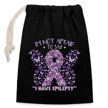 I Have Epilepsy - Closable cotton gift bag (14x20cm) - black - Front