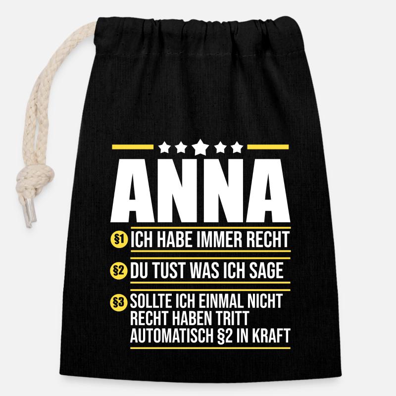 Anna - Verschließbarer Geschenkbeutel aus Baumwolle (14x20cm) - Schwarz