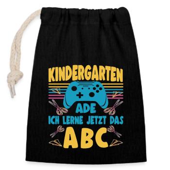 Kindergarten Ade Bye Kita Abgänger 2026 Junge - Verschließbarer Geschenkbeutel aus Baumwolle (14x20cm) - Schwarz - Vorne