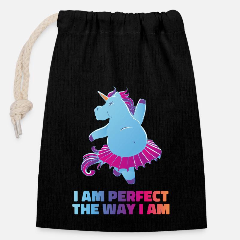 Unicorn Perfect - Closable cotton gift bag (14x20cm) - black