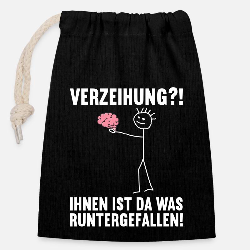 Dir ist da was runtergefallen Gehirn - Verschließbarer Geschenkbeutel aus Baumwolle (14x20cm) - Schwarz