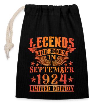 Anniversaire Septembre 1924 Edition Limitée Millésime - Sac cadeau en coton avec cordon (14 x 20 cm) - noir - Devant