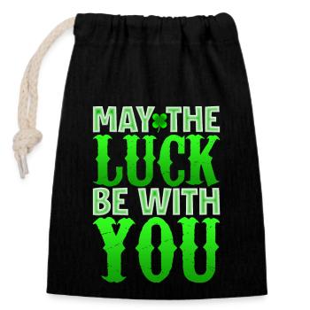 May The Luck Be With You St. Patrick - Closable cotton gift bag (14x20cm) - black - Front