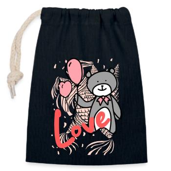Love - Love Greetings - Closable cotton gift bag (14x20cm) - navy - Front