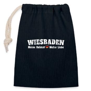 Wiesbaden Ma maison Mon cher Coeur - Sac cadeau en coton avec cordon (14 x 20 cm) - bleu marine - Devant