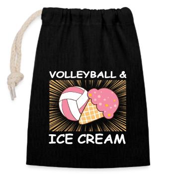 Volleyball & Ice Cream Lover Teenage Girls Player - Sac cadeau en coton avec cordon (14 x 20 cm) - noir - Devant