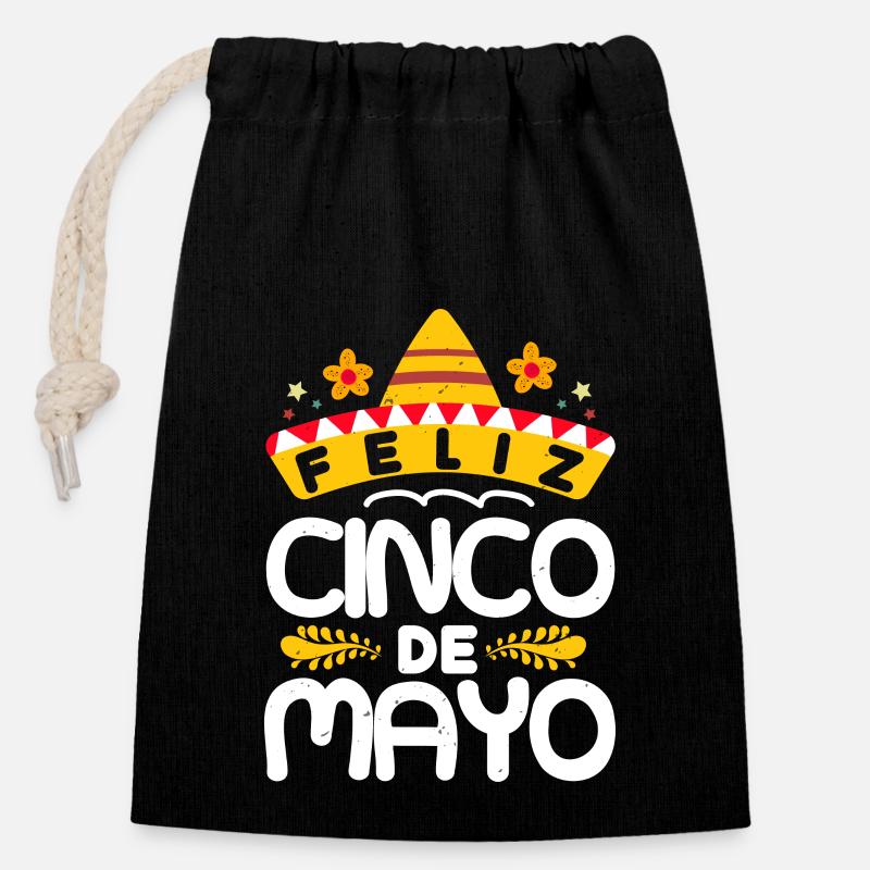 FELIZ CINCO DE MAYO - Sac cadeau en coton avec cordon (14 x 20 cm) - noir