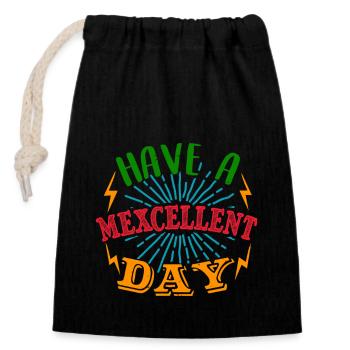 PASSEZ UNE EXCELLENTE JOURNÉE - Sac cadeau en coton avec cordon (14 x 20 cm) - noir - Devant