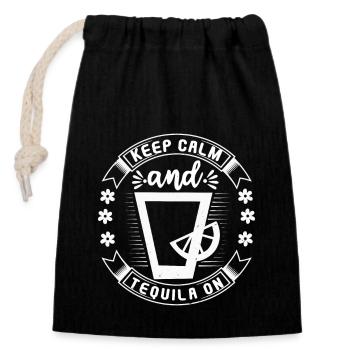 KEEP CALM AND TEQUILA ON - Closable cotton gift bag (14x20cm) - black - Front